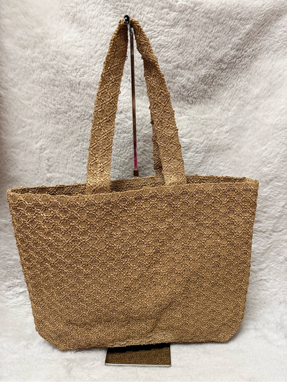 Dior Tan Woven Tote with White Logo- GWP - Picture 4 of 11